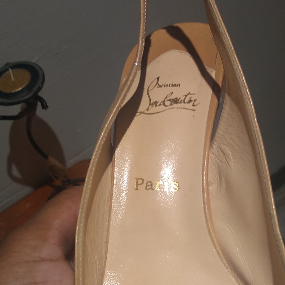 Christian Louboutin Tan Heels with Red Sole